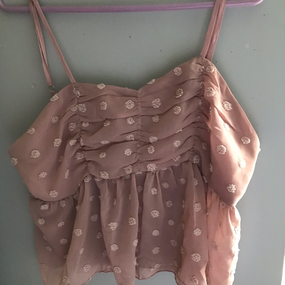 shein pink polkadotted flowy tank